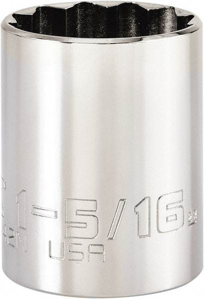 Proto - 1-5/16", 1/2" Drive, Standard Hand Socket - 12 Points, 2-3/64" OAL, Steel, Chrome Finish - Exact Tool & Supply