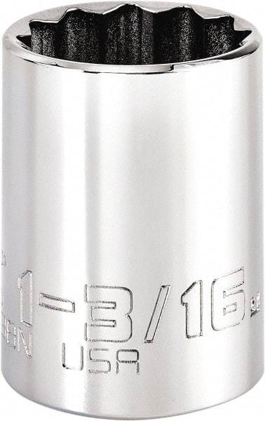 Proto - 1-3/16", 1/2" Drive, Standard Hand Socket - 12 Points, 2" OAL, Steel, Chrome Finish - Exact Tool & Supply