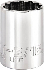 Proto - 1-3/16", 1/2" Drive, Standard Hand Socket - 12 Points, 2" OAL, Steel, Chrome Finish - Exact Tool & Supply