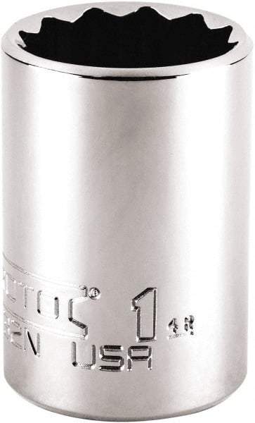 Proto - 1", 1/2" Drive, Standard Hand Socket - 12 Points, 1-59/64" OAL, Steel, Chrome Finish - Exact Tool & Supply