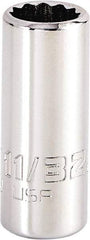 Proto - 11/32", 1/4" Drive, Standard Hand Socket - 12 Points, 1-15/64" OAL, Steel, Chrome Finish - Exact Tool & Supply