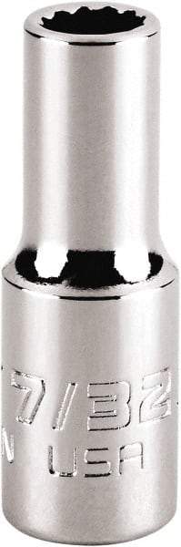 Proto - 7/32", 1/4" Drive, Standard Hand Socket - 12 Points, 1-15/64" OAL, Steel, Chrome Finish - Exact Tool & Supply