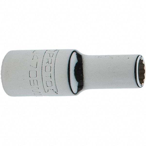 Proto - 1/4" Drive, Standard Hand Socket - 12 Points, 1-17/64" OAL, Steel, Chrome Finish - Exact Tool & Supply