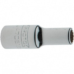 Proto - 1/4" Drive, Standard Hand Socket - 12 Points, 1-17/64" OAL, Steel, Chrome Finish - Exact Tool & Supply