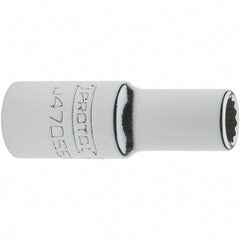 Proto - 1/4" Drive, Standard Hand Socket - 12 Points, 1-17/64" OAL, Steel, Chrome Finish - Exact Tool & Supply