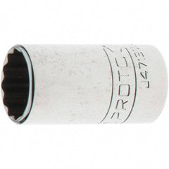 Proto - 1/4" Drive, Standard Hand Socket - 12 Points, 1-17/64" OAL, Steel, Chrome Finish - Exact Tool & Supply