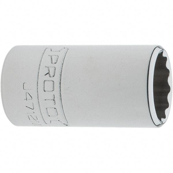 Proto - 1/4" Drive, Standard Hand Socket - 12 Points, 1-17/64" OAL, Steel, Chrome Finish - Exact Tool & Supply