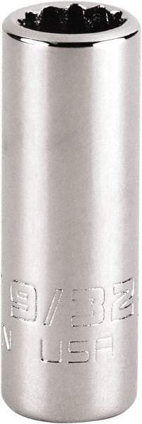 Proto - 9/32", 1/4" Drive, Standard Hand Socket - 12 Points, 1-15/64" OAL, Steel, Chrome Finish - Exact Tool & Supply