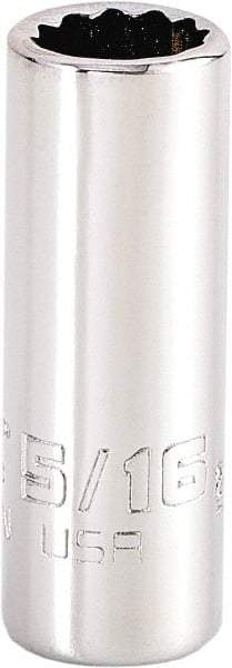 Proto - 5/16", 1/4" Drive, Standard Hand Socket - 12 Points, 1-15/64" OAL, Steel, Chrome Finish - Exact Tool & Supply