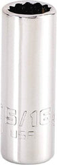 Proto - 5/16", 1/4" Drive, Standard Hand Socket - 12 Points, 1-15/64" OAL, Steel, Chrome Finish - Exact Tool & Supply