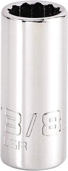 Proto - 3/8", 1/4" Drive, Standard Hand Socket - 12 Points, 1-15/64" OAL, Steel, Chrome Finish - Exact Tool & Supply