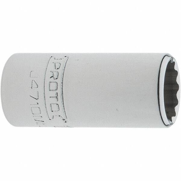 Proto - 1/4" Drive, Standard Hand Socket - 12 Points, 1-17/64" OAL, Steel, Chrome Finish - Exact Tool & Supply