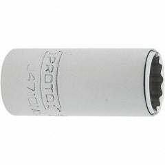 Proto - 1/4" Drive, Standard Hand Socket - 12 Points, 1-17/64" OAL, Steel, Chrome Finish - Exact Tool & Supply