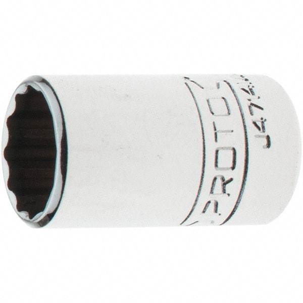 Proto - 1/4" Drive, Standard Hand Socket - 12 Points, 1-17/64" OAL, Steel, Chrome Finish - Exact Tool & Supply
