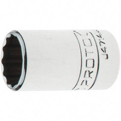 Proto - 1/4" Drive, Standard Hand Socket - 12 Points, 1-17/64" OAL, Steel, Chrome Finish - Exact Tool & Supply