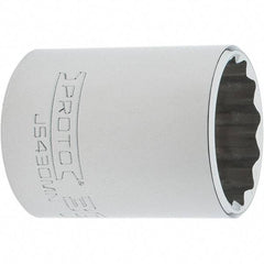 Proto - 1/2" Drive, Standard Hand Socket - 12 Points, 2" OAL, Steel, Chrome Finish - Exact Tool & Supply
