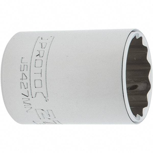 Proto - 1/2" Drive, Standard Hand Socket - 12 Points, 1-61/64" OAL, Steel, Chrome Finish - Exact Tool & Supply