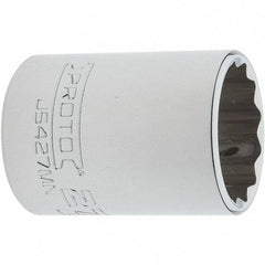 Proto - 1/2" Drive, Standard Hand Socket - 12 Points, 1-61/64" OAL, Steel, Chrome Finish - Exact Tool & Supply