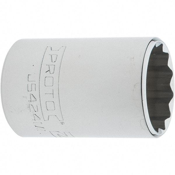 Proto - 1/2" Drive, Standard Hand Socket - 12 Points, 1-7/8" OAL, Steel, Chrome Finish - Exact Tool & Supply