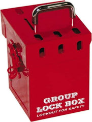 NMC - 10" Deep x 4-1/2" Wide x 6" High, Portable Group Lockout Box - Red, 7 Padlocks - Exact Tool & Supply