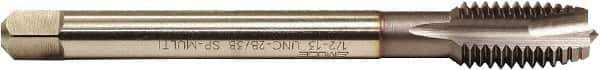 Emuge - 9/16-18 UNF, 3 Flute, TiCN Finish, HSS-E Spiral Point Tap - Plug Chamfer, Right Hand Thread, 4.331" OAL, 1.024" Thread Length, 0.429" Shank Diam, 2B/3B Class of Fit - Exact Tool & Supply