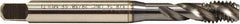 Emuge - 3/8-24 UNF 3 Flute 2B/3B Bottoming Spiral Flute Tap - HSS-E, TiCN Finish, 3.937" OAL, Right Hand Flute, Right Hand Thread - Exact Tool & Supply