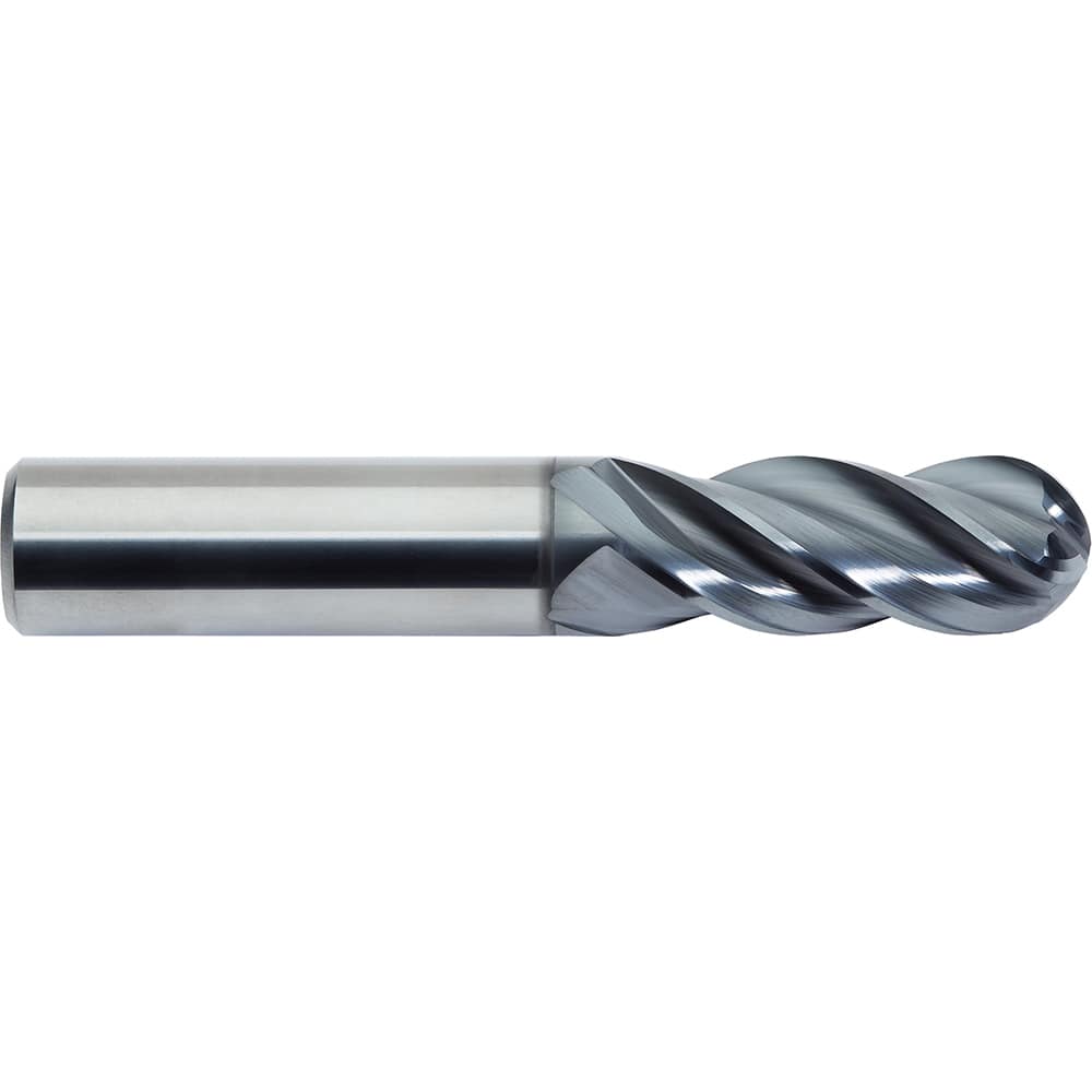 M.A. Ford - Ball End Mills; Mill Diameter (Inch): 1/2 ; Mill Diameter (Decimal Inch): 0.5000 ; Number of Flutes: 4 ; Length of Cut (Inch): 1-1/4 ; Length of Cut (Decimal Inch): 1.2500 ; Material: Solid Carbide - Exact Tool & Supply