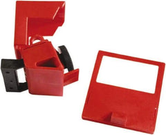 NMC - Polypropylene Single-Pole Circuit Breaker Lockout - 600 Volt, 2-3/4" Lockout Length, 1-3/4" Lockout Thickness, 1-13/16" Lockout Width, 1 Padlock, 1 Circuit, English - Exact Tool & Supply