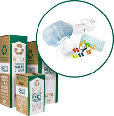 TerraCycle - 35 Gal Green & White Rectangle Recycling Container - Cardboard with Plastic Liner, Recycle Symbol, Safety Equipment and Protective Gear Graphic, 37" High x 15" Long x 15" Wide, Lid Included - Exact Tool & Supply