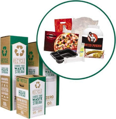 TerraCycle - 18 Gal Green & White Rectangle Recycling Container - Cardboard with Plastic Liner, Recycle Symbol, Plastic Packaging Graphic, 40" High x 11" Long x 11" Wide, Lid Included - Exact Tool & Supply
