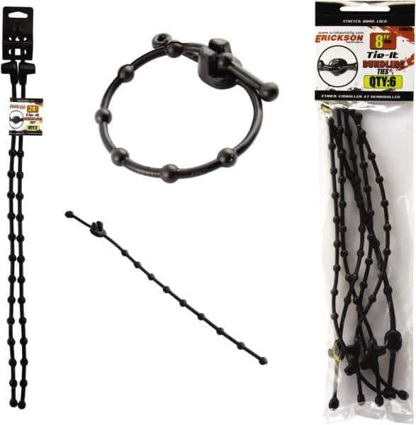 Erickson Manufacturing - 8 to 24" Range, Black Cable Ties - 10 Lb Strength, Rubber - Exact Tool & Supply