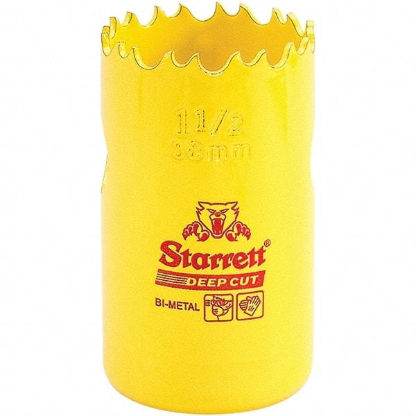Starrett - 1-1/2" Diam, 2" Cutting Depth, Hole Saw - High Speed Steel Saw, Toothed Edge - Exact Tool & Supply