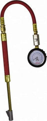 Milton - 0 to 160 psi Dial Straight Foot Dual Head Tire Pressure Gauge - 9' Hose Length, 5 psi Resolution - Exact Tool & Supply