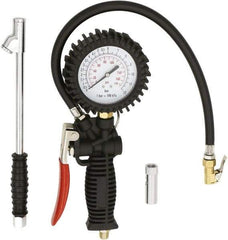 Milton - 2 to 175 psi Dial Easy-Clip Tire Pressure Gauge - 16' Hose Length, 2 psi Resolution - Exact Tool & Supply