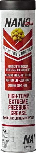 Nano Pro MT - 14 oz Cartridge Lithium High Temperature Grease - Dark Red, Extreme Pressure & High Temperature, 500°F Max Temp, NLGIG 2, - Exact Tool & Supply