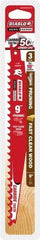 Freud - 9" Long x 1" Thick, Carbide Reciprocating Saw Blade - Tapered Profile, 3 TPI, Toothed Edge, Tang Shank - Exact Tool & Supply