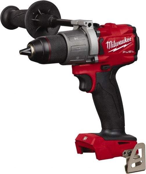 Milwaukee Tool - 18 Volt 1/2" Single-Sleeve Ratcheting Chuck Cordless Hammer Drill - 0 to 32,000 BPM, 0 to 550 & 0 to 2,000 RPM, Reversible - Exact Tool & Supply