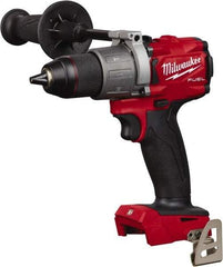 Milwaukee Tool - 18 Volt 1/2" Single-Sleeve Ratcheting Chuck Cordless Hammer Drill - 0 to 32,000 BPM, 0 to 550 & 0 to 2,000 RPM, Reversible - Exact Tool & Supply