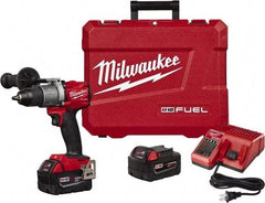 Milwaukee Tool - 18 Volt 1/2" Single-Sleeve Ratcheting Chuck Cordless Hammer Drill - 0 to 32,000 BPM, 0 to 550 & 0 to 2,000 RPM, Reversible - Exact Tool & Supply