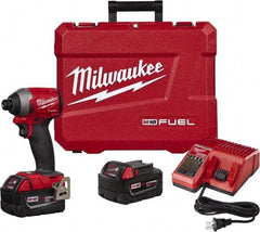 Milwaukee Tool - 18 Volt, 1/4" Drive, 167 Ft/Lb Torque, Cordless Impact Driver - 3600 RPM, 2 Lithium-Ion Batteries Included - Exact Tool & Supply