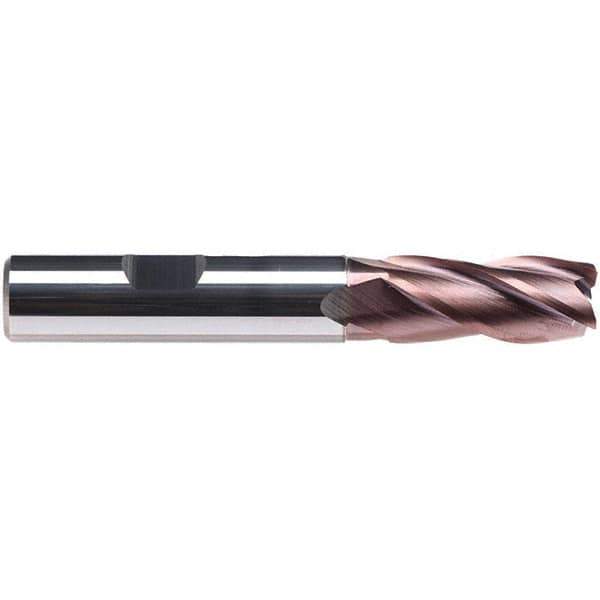 Emuge - 3mm Diam, 5mm LOC, 4 Flute Solid Carbide Roughing & Finishing End Mill - TiAlN Finish, 50mm OAL, 6mm Shank Diam, Weldon Shank, 38° Helix, Centercutting, Long Length - Exact Tool & Supply