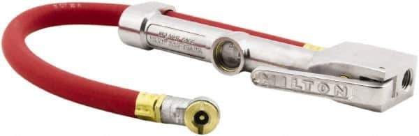Milton - 160 Max psi Closed Check Aluminum/EPDM Inflator Gauge - Ball Foot Chuck, 1/4 FNPT, 10 to 160 psi Pressure Range - Exact Tool & Supply