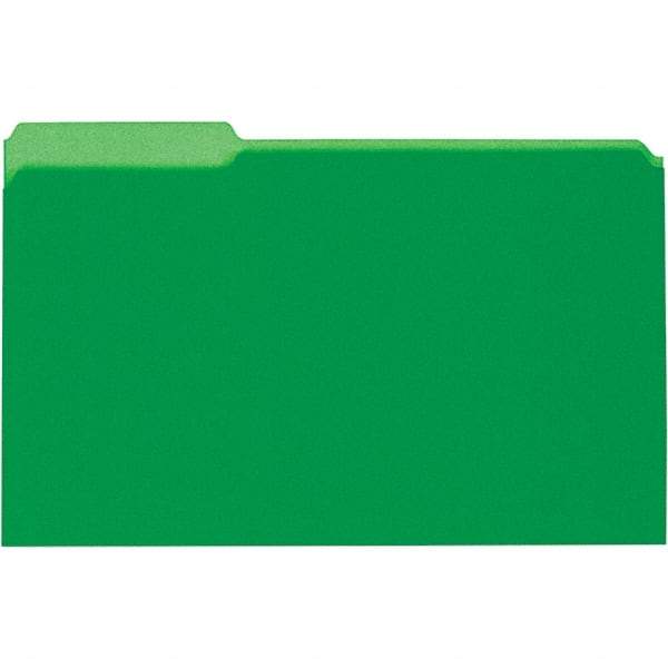 UNIVERSAL - 9-5/8 x 14-3/4", Legal, Green, File Folders with Top Tab - 11 Point Stock, 1/3 Tab Cut Location - Exact Tool & Supply