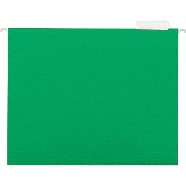Universal One - 9-5/8 x 11-3/4", Letter Size, Bright Green, Hanging File Folder - 11 Point Stock, 1/5 Tab Cut Location - Exact Tool & Supply