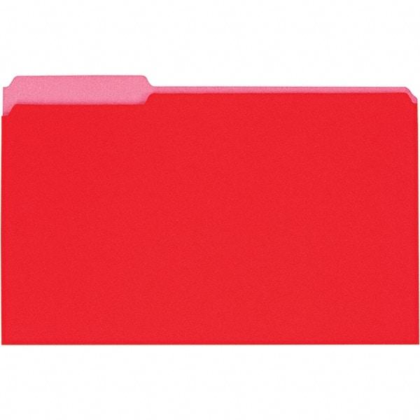 UNIVERSAL - 9-5/8 x 14-3/4", Legal, Red, File Folders with Top Tab - 11 Point Stock, 1/3 Tab Cut Location - Exact Tool & Supply