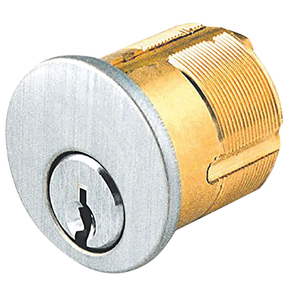 Detex - Cylinders; Type: Mortise ; Keying: Standard ; Number of Pins: 6 ; Material: Brass ; Finish/Coating: Satin Chrome - Exact Tool & Supply