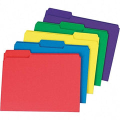 Universal One - 9-5/8 x 11-3/4", Letter Size, Assorted Colors, File Folders with Top Tab - 11 Point Stock, 1/3 Tab Cut Location - Exact Tool & Supply