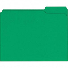 Universal One - 9-5/8 x 11-3/4", Letter Size, Green, File Folders with Top Tab - 11 Point Stock, 1/3 Tab Cut Location - Exact Tool & Supply