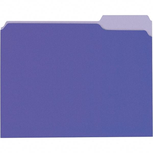 Universal One - 8-1/2 x 11", Letter Size, Violet/Light Violet, File Folders with Top Tab - 11 Point Stock, 1/3 Tab Cut Location - Exact Tool & Supply