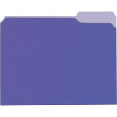Universal One - 8-1/2 x 11", Letter Size, Violet/Light Violet, File Folders with Top Tab - 11 Point Stock, 1/3 Tab Cut Location - Exact Tool & Supply
